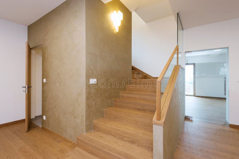 Hallway with stairway in modern house