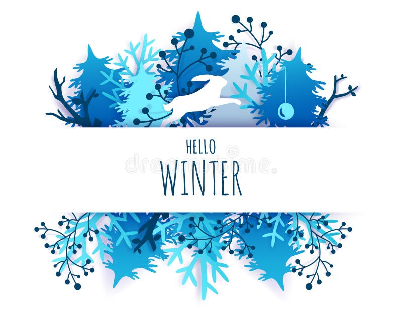 Hallå Winter card-handskrift, illustration av vektorpapper royaltyfri illustrationer