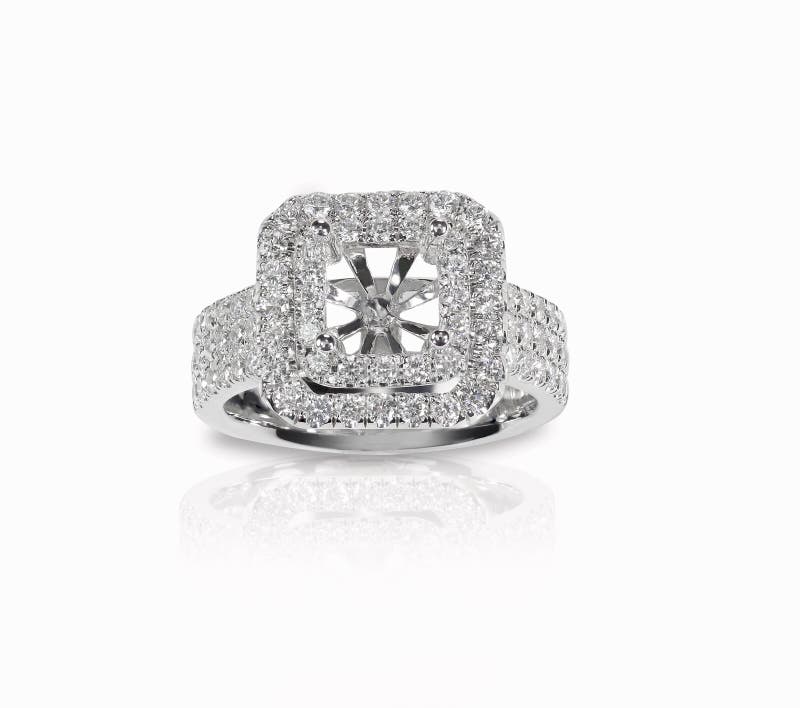 Halo DIamond Engagment Wedding Ring Setting Stock Photo Image of