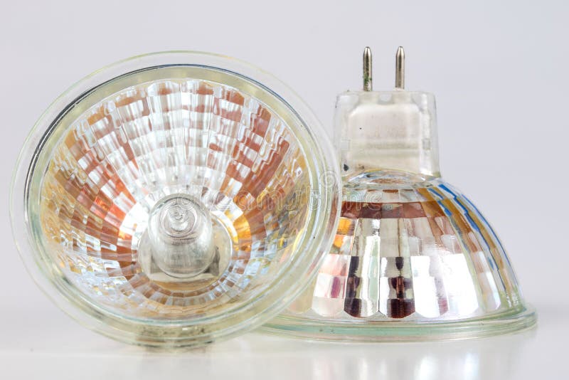 Halogen Bulb in a Reflective Shade. Lighting Accessories on a Da Stock