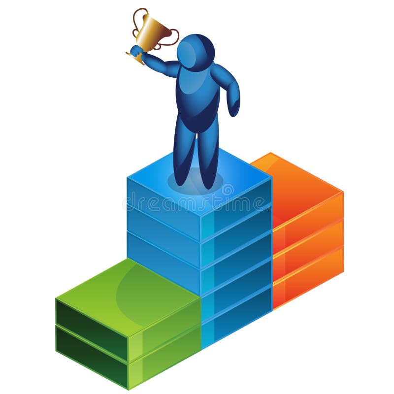 Halten der Trophäe auf dem Podium Â-Illustration im Vektorformat lizenzfreie abbildung Halten der Trophäe auf dem Podium Â-Illustration im Vektorformat lizenzfreie abbildung