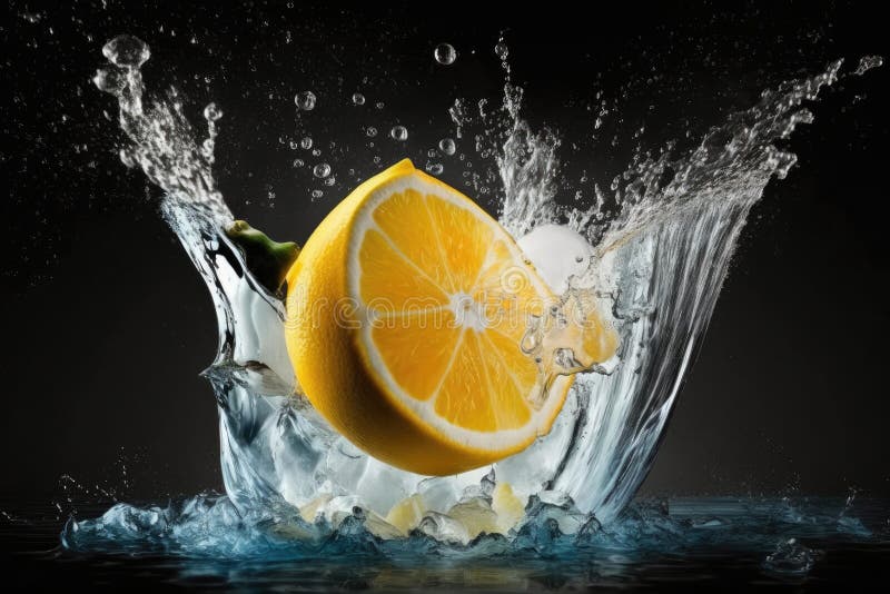 Halv citron som slår. ai generativ stock illustrationer