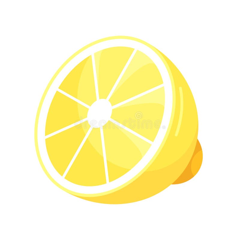 Halv citronikon. citrusbitar. Aromatisk läkande gul frukt med sur smak. vektor illustrationer