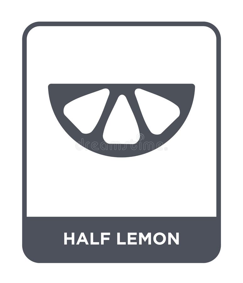 Halv citronsymbol i moderiktig designstil halv citronsymbol som isoleras på vit bakgrund halv modern citronvektorsymbol som är en stock illustrationer