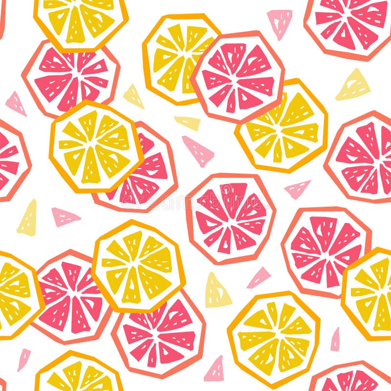 Halv sömlös modell för citron och för grapefrukt stock illustrationer
