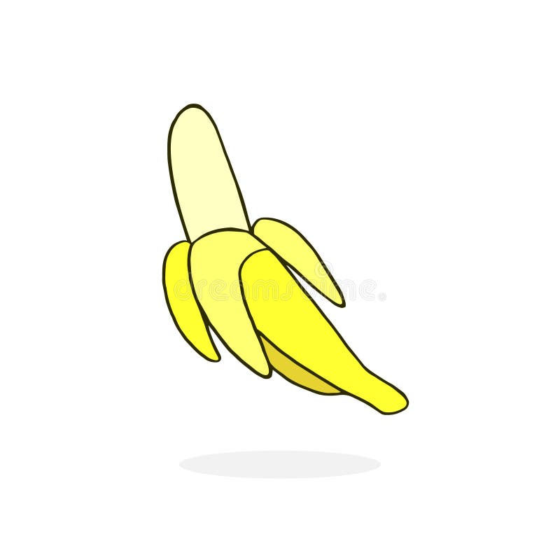 Halva skalad bananillustrationvektor Enkel symbol av frukt stock illustrationer Halva skalad bananillustrationvektor Enkel symbol av frukt stock illustrationer