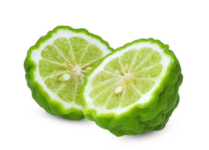 Halve verse die bergamot twee op wit wordt geïsoleerd royalty-vrije stock foto's Halve verse die bergamot twee op wit wordt geïsoleerd royalty-vrije stock foto's