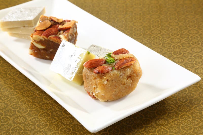 Halwa and Burfi Indian Sweet Stock Image Image of cheese, napkin
