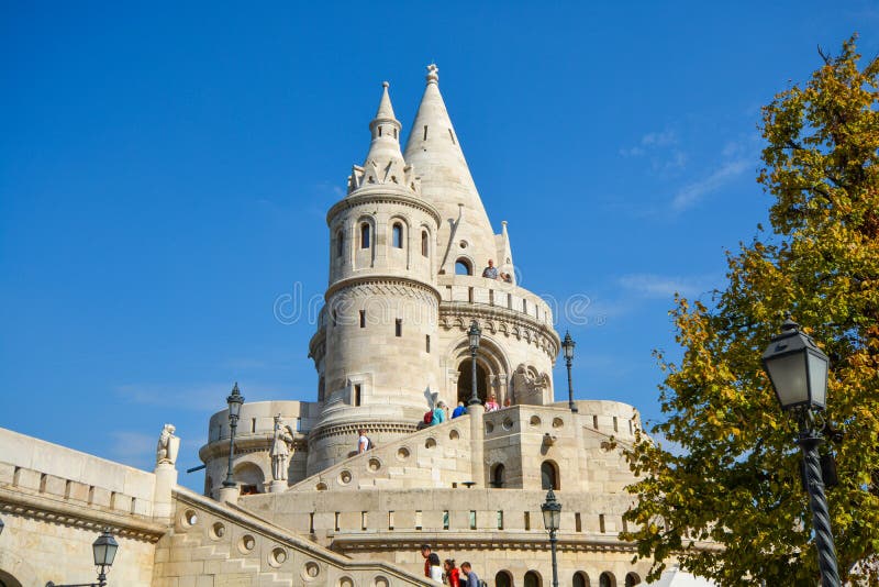 The Halászbástya or Fisherman`s Bastion, a neo-gothic and Romanesque fortress at Castle Hill in the Budapest Castle District. The Halászbástya or stock photos The Halászbástya or Fisherman`s Bastion, a neo-gothic and Romanesque fortress at Castle Hill in the Budapest Castle District. The Halászbástya or stock photos