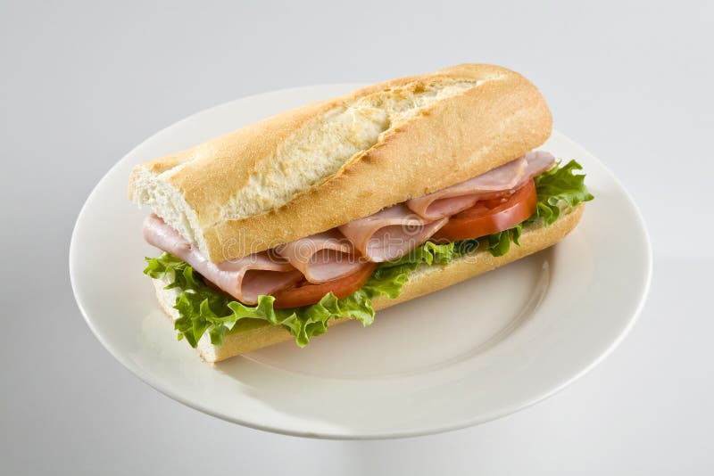 Ham baguette stock photo. Image of sandwich, slices, healthy 13890502