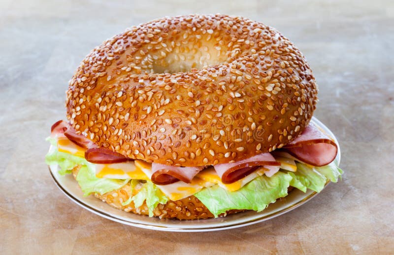 Ham and Cheese Bagel Sandwich Stock Image Image of wholewheat, weight 34258065