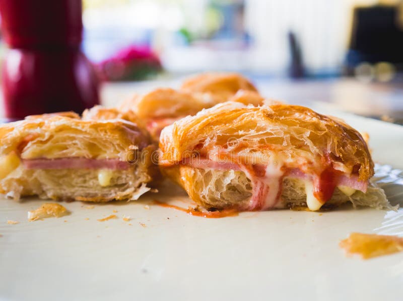 Ham cheese Croissant. stock image. Image of croissant 84306369