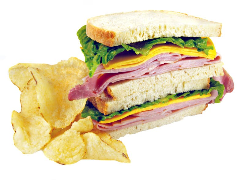 Ham and Cheese Sandwich with Chips Stock Photo Image of healthy, deli