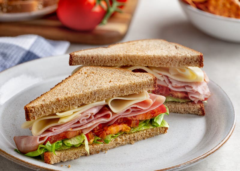 Ham Sandwich On Whole Wheat Bread Stock Photo Image of reflection