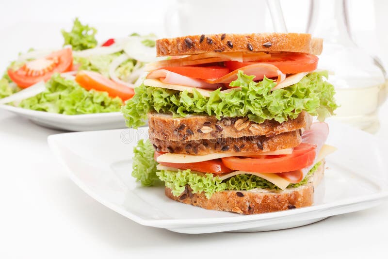 Ham and cheese sandwiches stock image. Image of heap 35806835