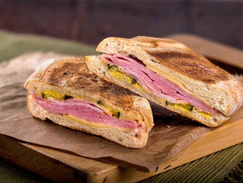 Ham and cheese toasted panini sandwich
