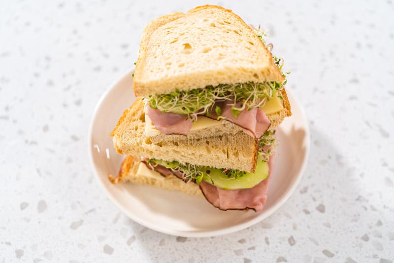 Ham, Cucumber, and Sprout Sandwich Stock Photo Image of organic