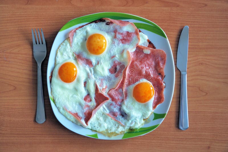 Ham and eggs stock photo. Image of table, serving, fork 6224730