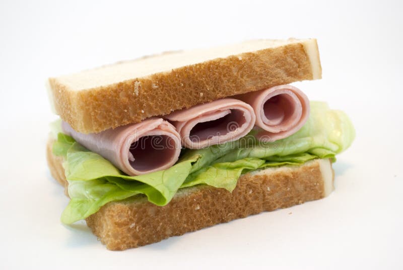 Ham and lettuce sandwich stock image. Image of snack 19492907