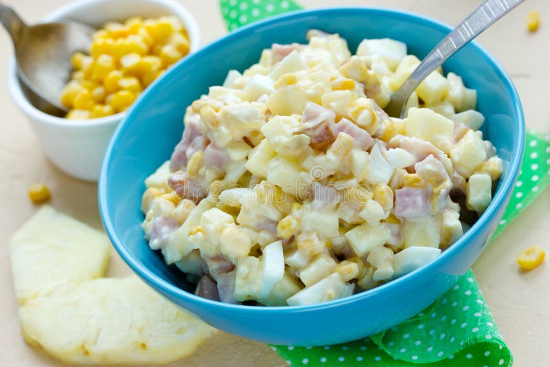 Ham Pineapple Corn Cheese Salad Stock Photo Image of meal, festive