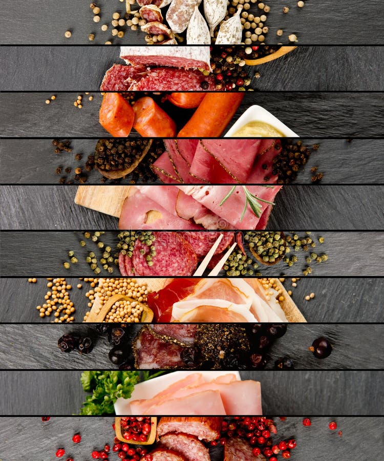 Ham and Salami Mix stock photo. Image of italian, meat 87168972