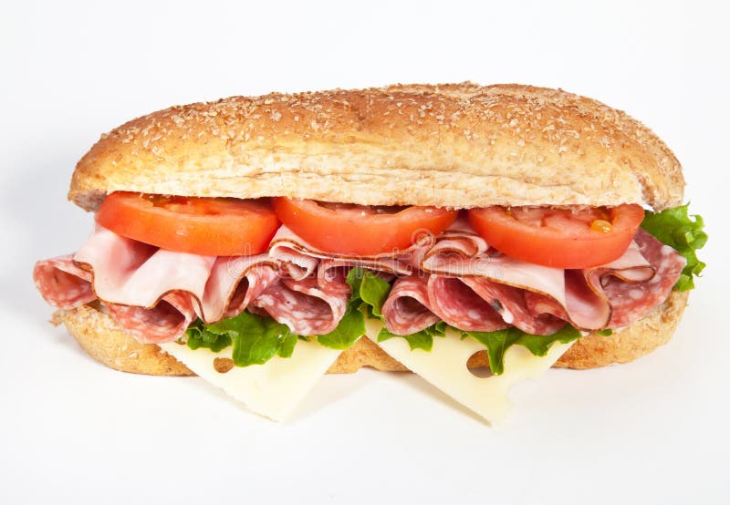 Ham and salami sandwich stock image. Image of lunch, tomato 23384359