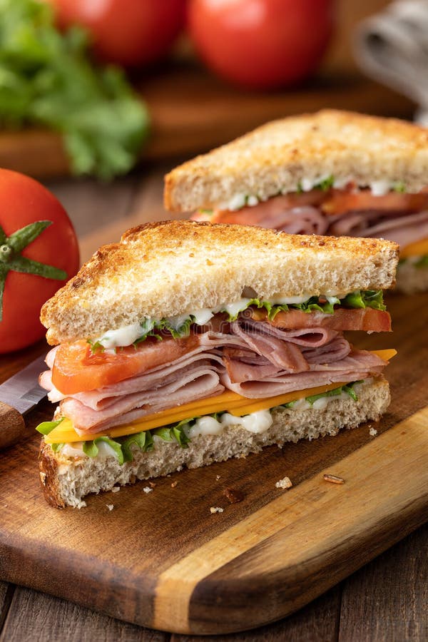 Ham Sandwich With Cheese Lettuce And Tomato Stock Image Image Of ham-sandwich-with-cheese-lettuce-and-tomato-stock-image-image-of