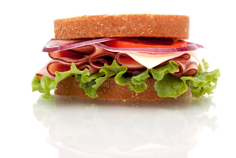 Ham Sandwich on Whole Wheat Bread Stock Photo Image of background