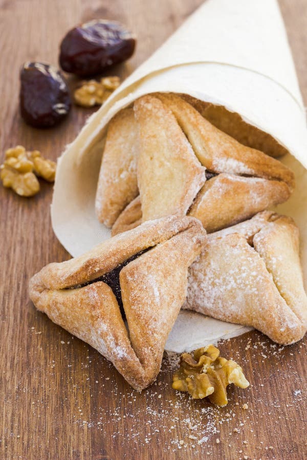Hamantaschen Cookies for Purim on a Wooden Surface Stock Photo Image of hamantaschen, history