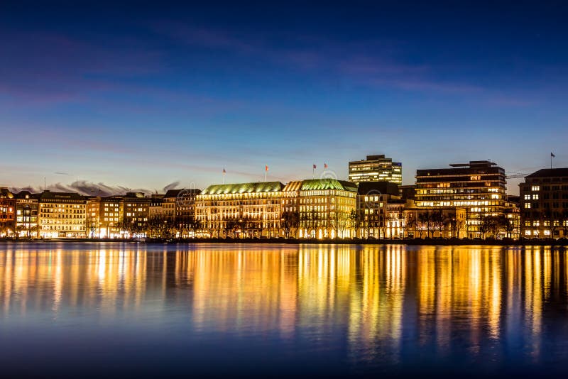  Hamburg  Binnenalster Nachts Stockbild Bild von 