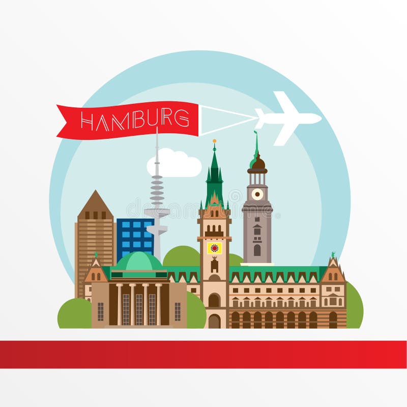 Hamburg detailleerde silhouet In vectorillustratie, vector illustratie Hamburg detailleerde silhouet In vectorillustratie, vector illustratie