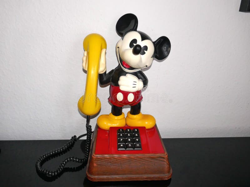 Hamburg, Germany - January 29, 2019 : Old Mickey Mouse phone from the 70s