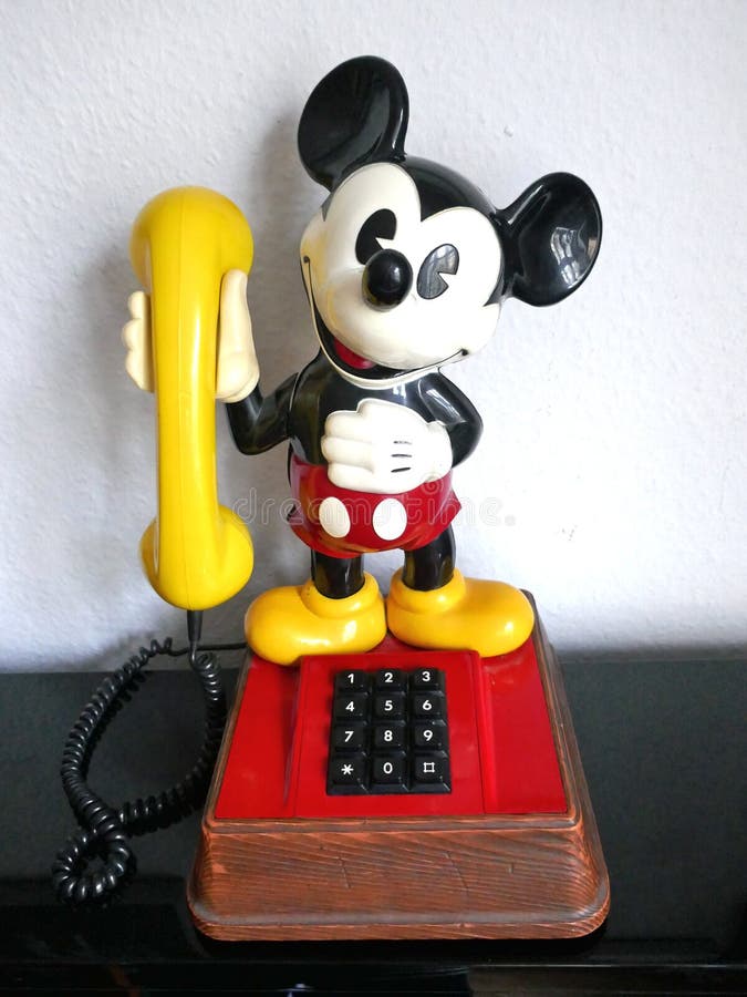 Hamburg, Germany - January 1, 2019 : Old Mickey Mouse phone from the 70s