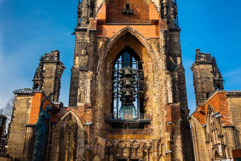 Remains of the Saint Nicholas church which was almost completely destroyed during the bombing of Hamburg in World War II royalty free stock photography Remains of the Saint Nicholas church which was almost completely destroyed during the bombing of Hamburg in World War II royalty free stock photography