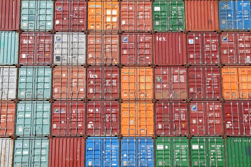 STACKED SHIPPING CONTAINERS