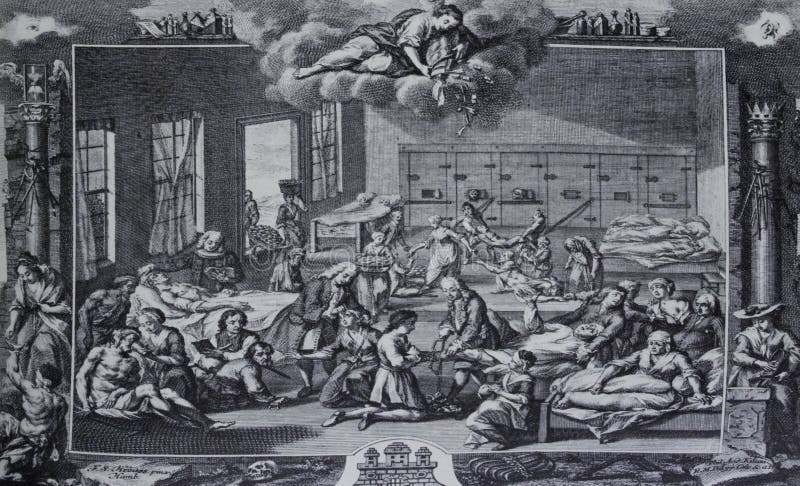 Hamburg Hospital during Great Northern War plague outbreak, 1746, Prussia, now Germany