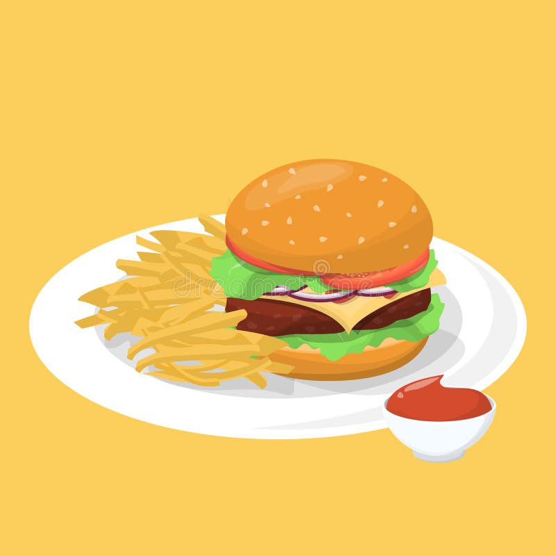 Hamburgare, franska sm royaltyfri illustrationer Hamburgare, franska sm royaltyfri illustrationer
