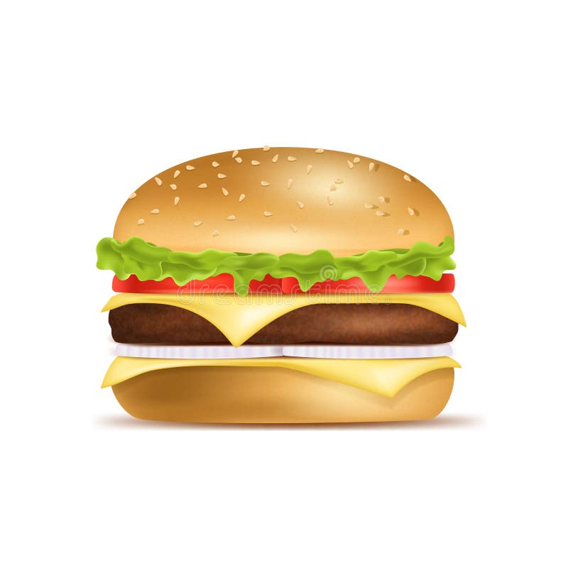 Hamburger americano do clássico 3d detalhado realístico Vetor ilustração royalty free Hamburger americano do clássico 3d detalhado realístico Vetor ilustração royalty free