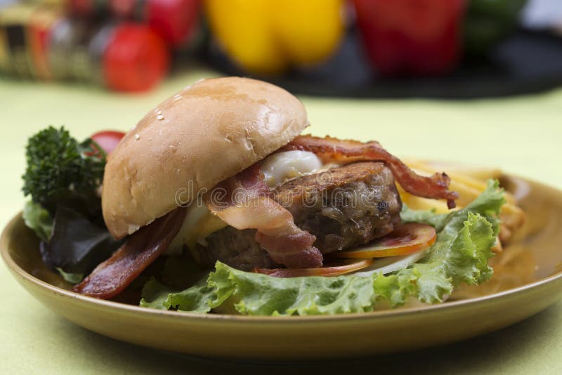 Hamburger beef bacon royalty free stock images