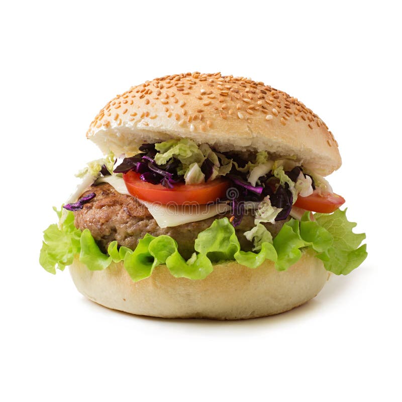 Hamburger de sandwich avec les hamburgers juteux, fromage photos libres de droits Hamburger de sandwich avec les hamburgers juteux, fromage photos libres de droits