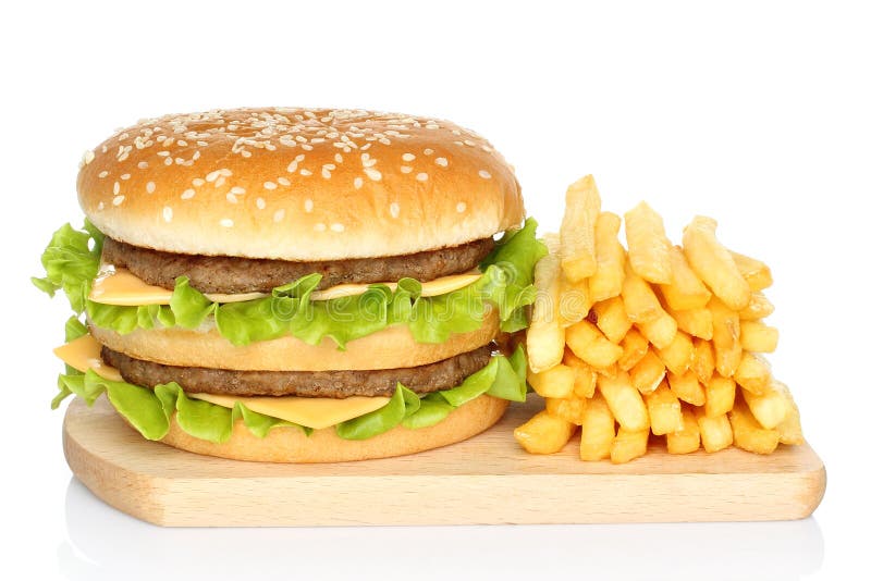 Hamburger e patate fritte immagini stock Hamburger e patate fritte immagini stock