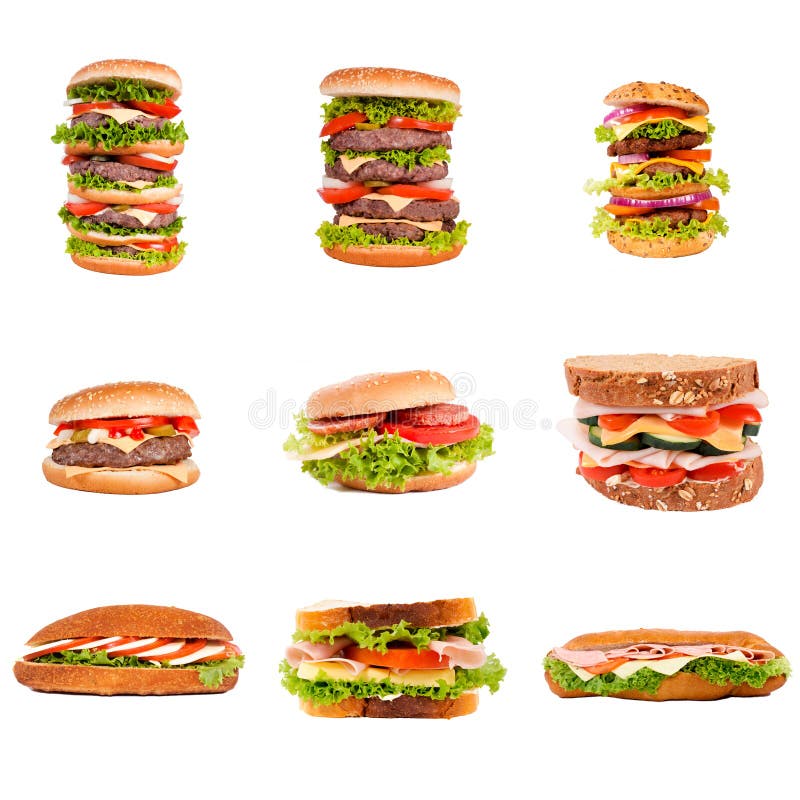 Hamburger en sandwich royalty-vrije stock fotografie Hamburger en sandwich royalty-vrije stock fotografie