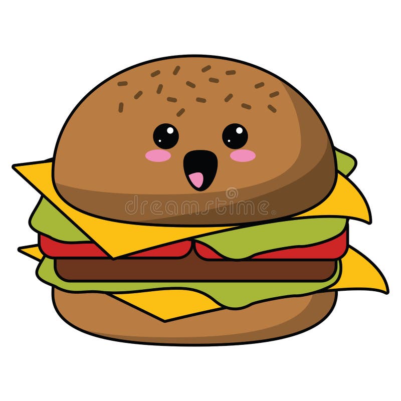 Hamburger Food Image Stock Vector - Illustration of sausage, funny: 110231243