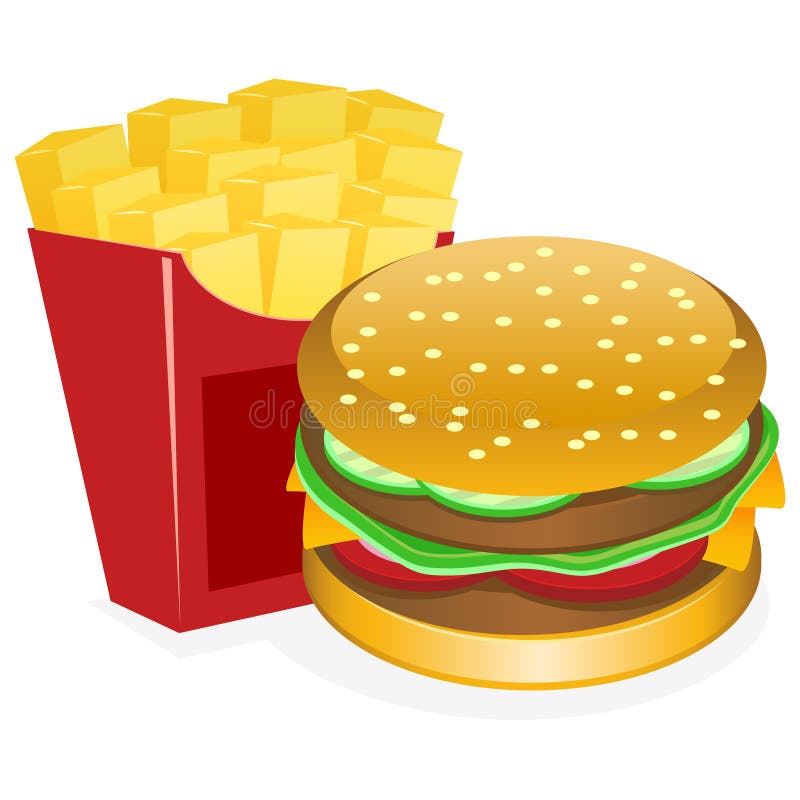 Hamburger And Fries vector illustration.