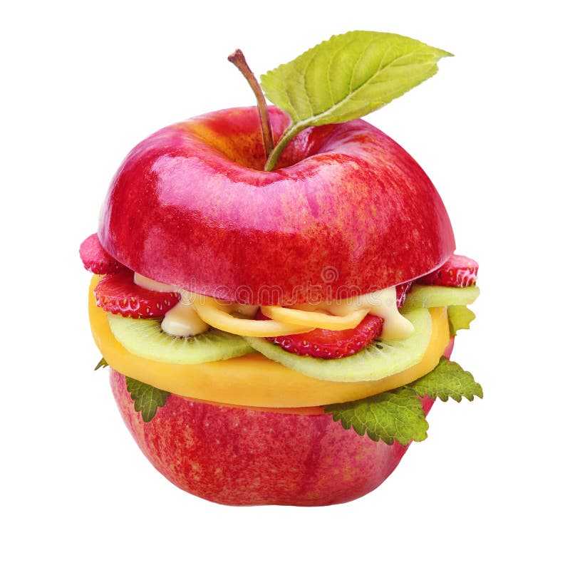 Burger d'apple créatif, sain et juteux image stock
