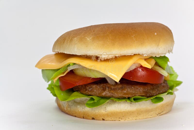 Hamburger with Lettuce,cheddar,tomato Stock Image Image of slices