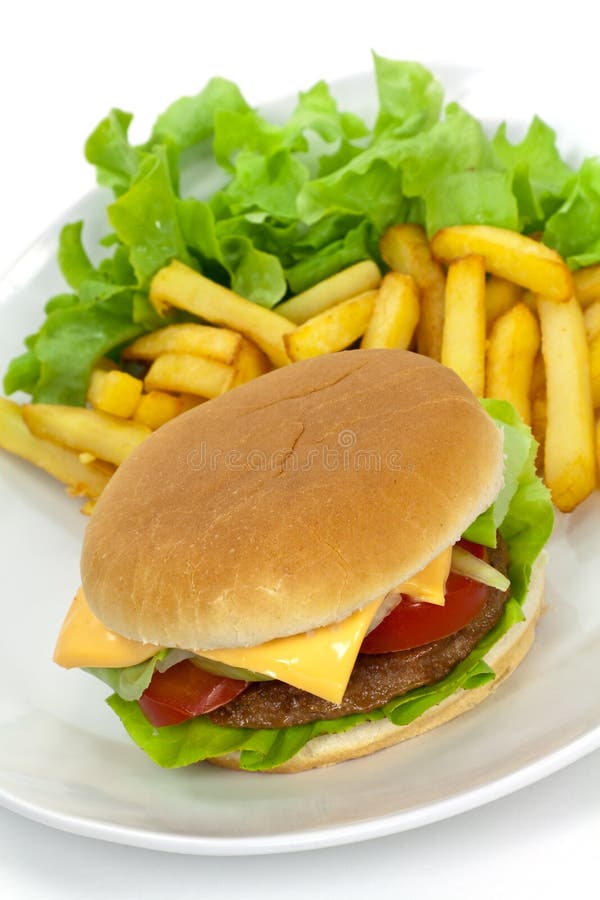 Hamburger with lettuce,cheddar,tomato