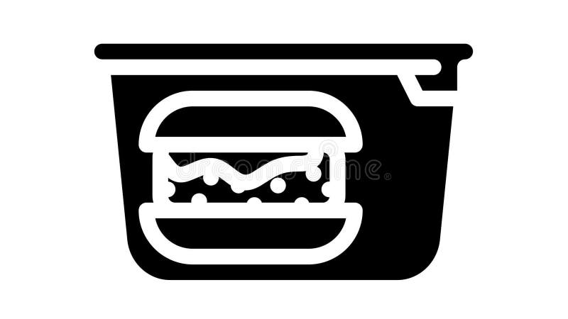 Hamburger lunchbox glyph icon animation stock illustration