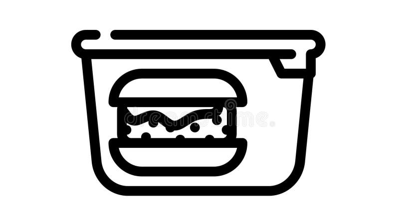 Hamburger lunchbox line icon animation vector illustration