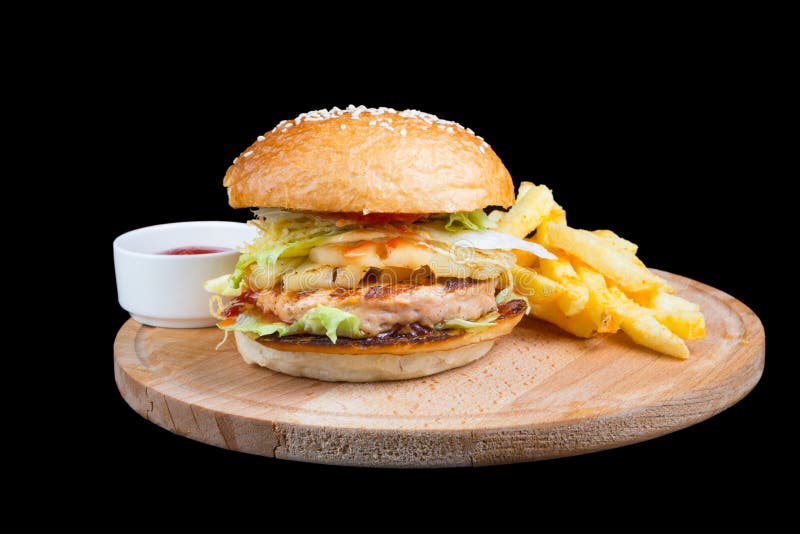 Hamburger met Frieten royalty-vrije stock fotografie